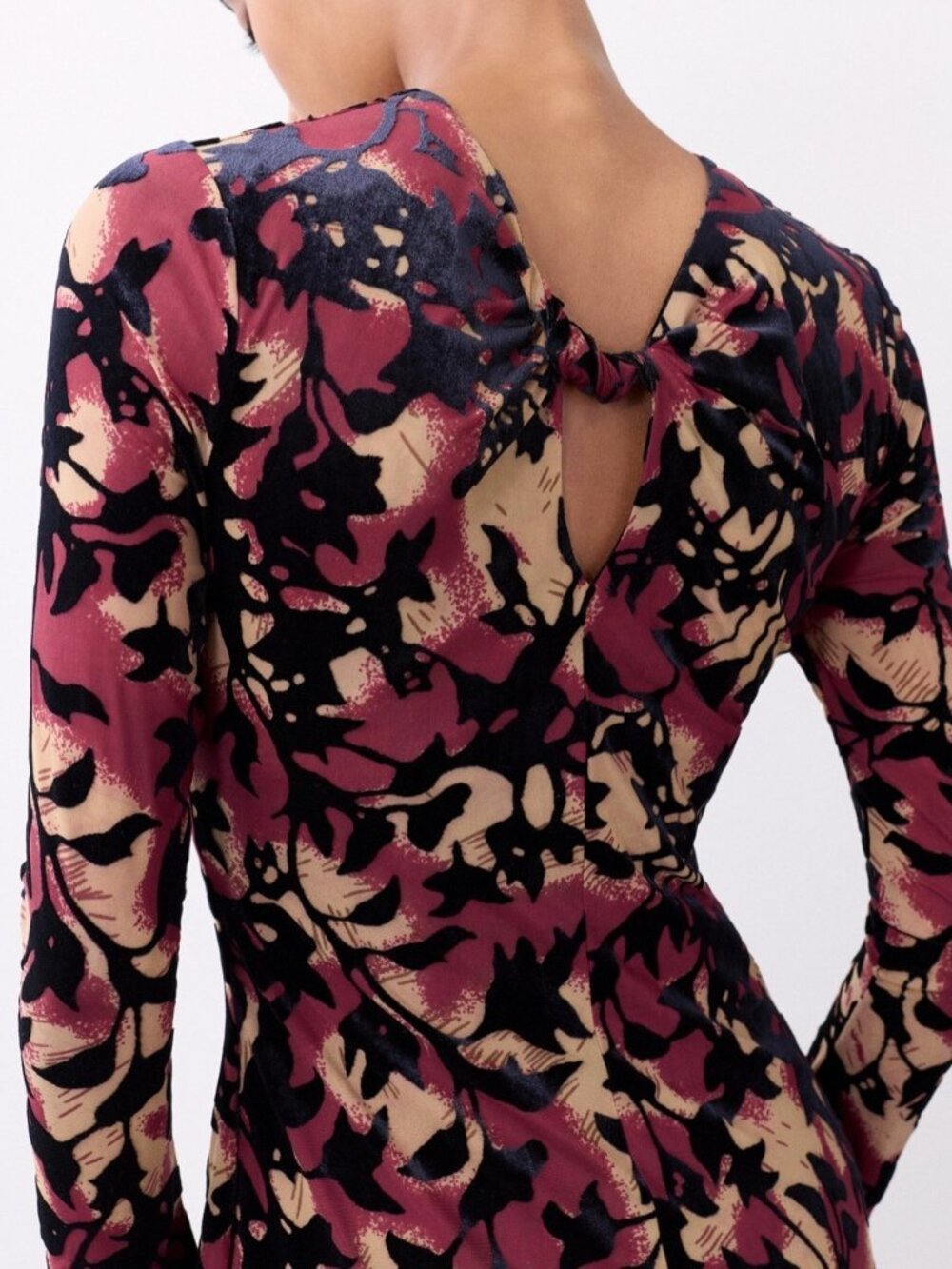 Burgundy Elegant Women's Cut Out Knot Keyhole High Waisted Long Maxi Dress - Picture 5 of 7